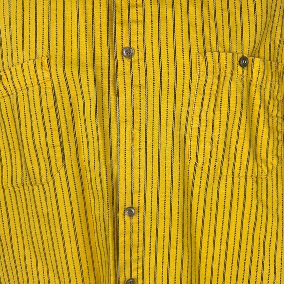 Made To Order Yellow Striped Brushed Twill Cotton Shirt L - Picture 2 of 6